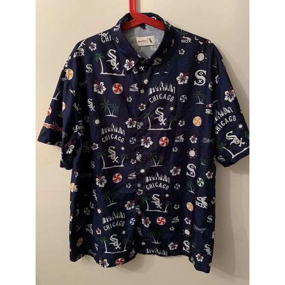Chicago White Sox Blue Hawaiian Shirt M SGA 7/1/17 Beggars Pizza Polyester - Picture 1 of 8